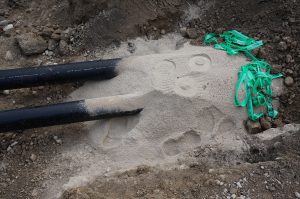 Hauptleitungen in Sandbett mit Warnband